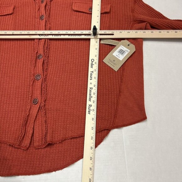 Fyre & Co Womens XL Thermal Button Down Shirt Rust Distressed Western Outdoor - Picture 7 of 11